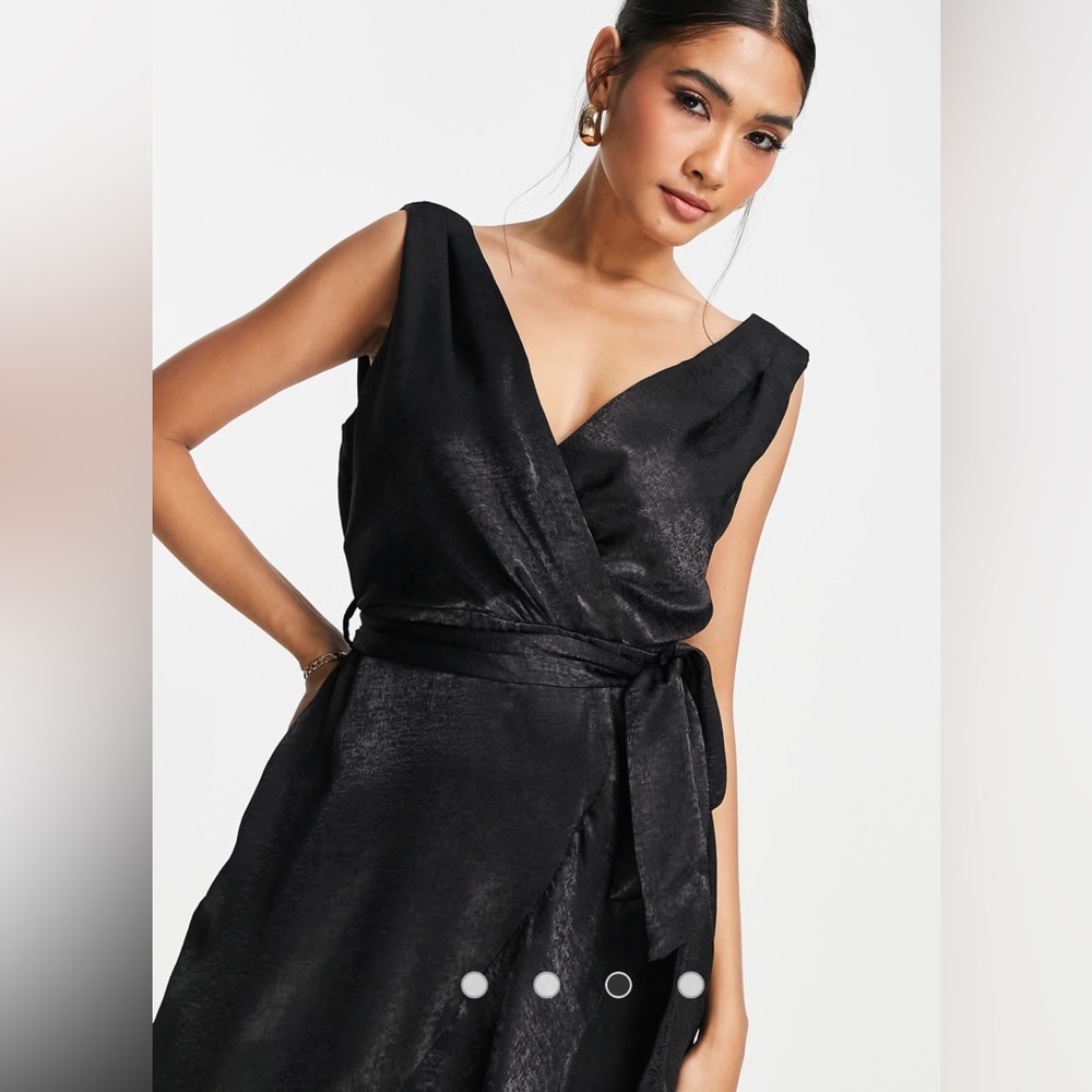 Flounce London Wrap Front Midaxi Dress in Black US Size 6 - Picture 4 of 12